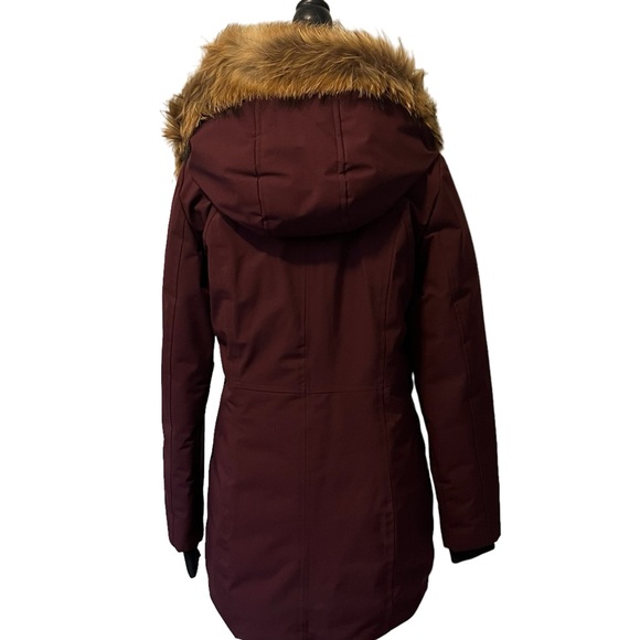 Rudsak “Toronto” Down Parka Jacket in Bordeaux Red with Real Fur; Size L - Picture 2 of 14